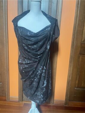 Vintage Diesel Black and Gray Draped Mini Dress unique
